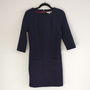 Boden Navy Blue 3/4 Sleeves Dress with Front Pockets - Size 2 Petite